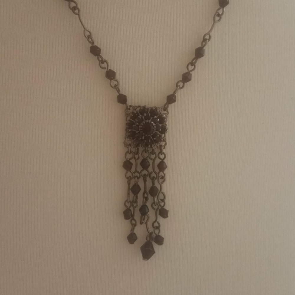 Burgundy beaded necklace